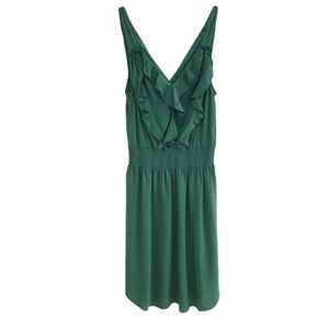 ANTHRO Rebecca Taylor Green Ruffle Dress 100% Silk